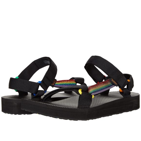 TEVA MEN'S MID UNIVERSAL PRIDE PLATFORM BLACK/RAINBOW 7